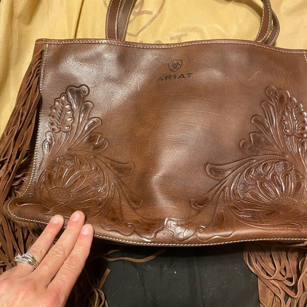 Ariat Embossed Leather Fringe Shoulder Bag